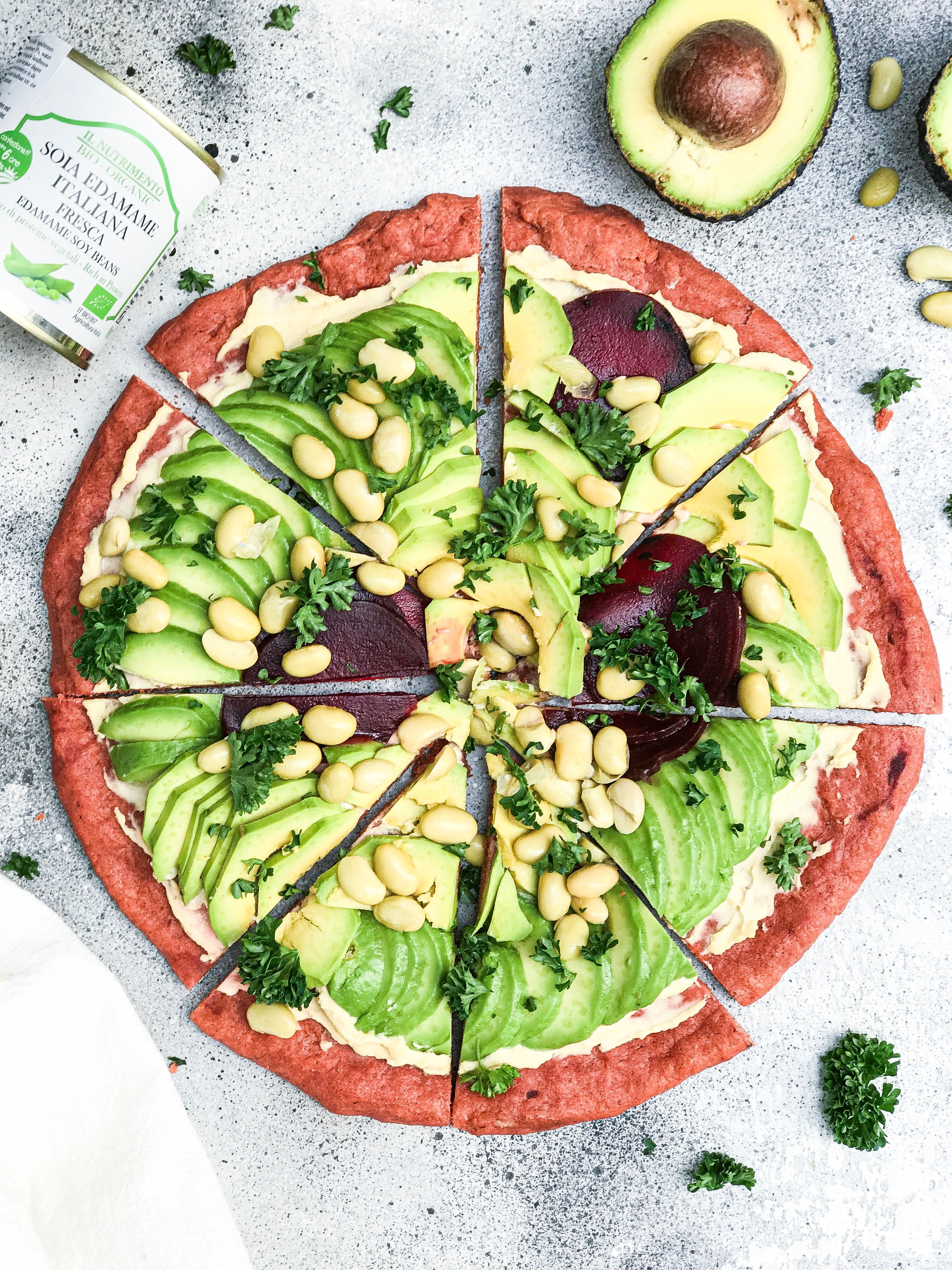 Pizza avocat edamame